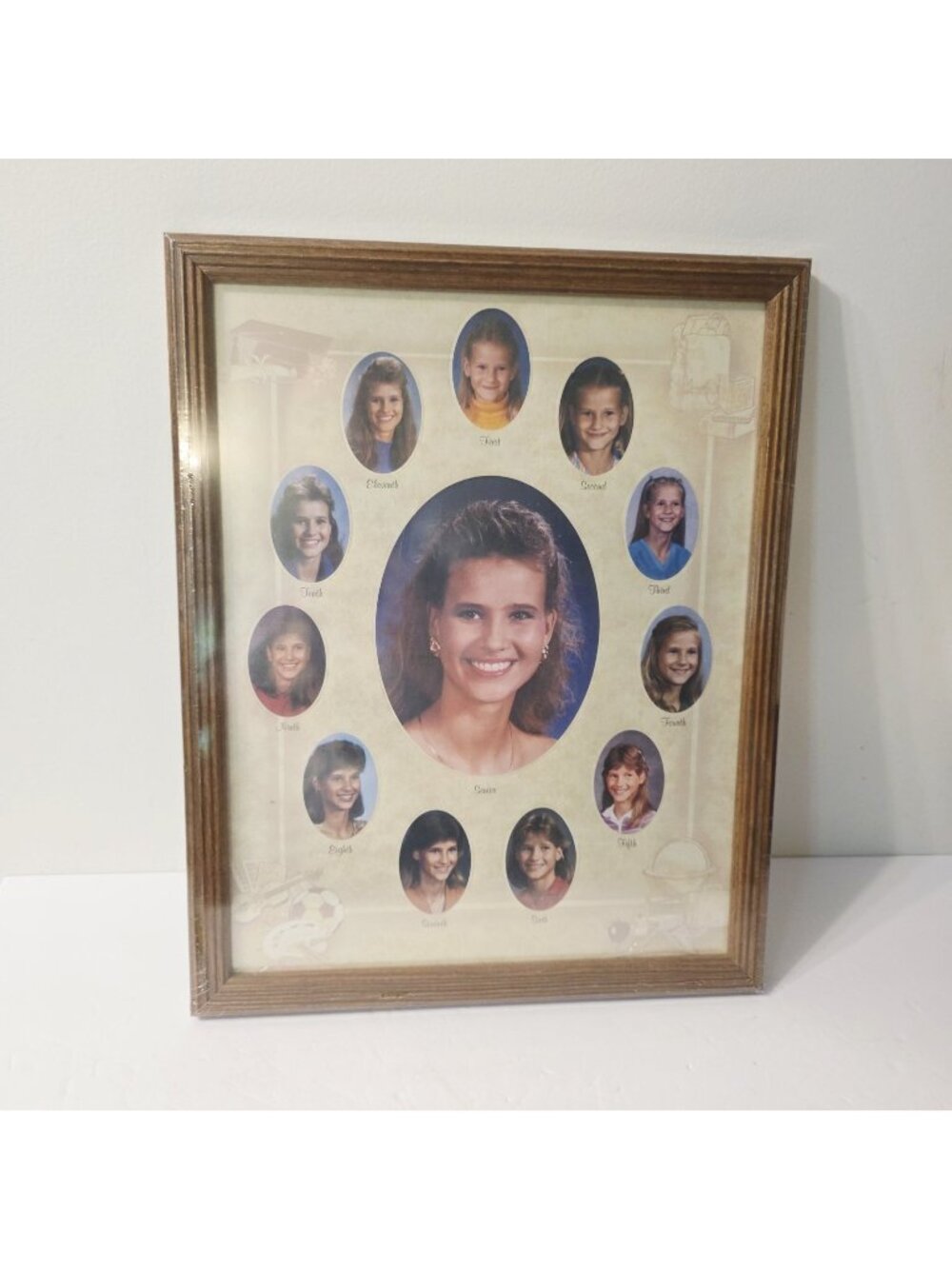 Vtg School Years Picture Wall Frame Cottage Country Wood Graduation Keepsake
